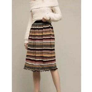 Anthropologie ERI + ALI Striped & Pommed Sweater Skirt